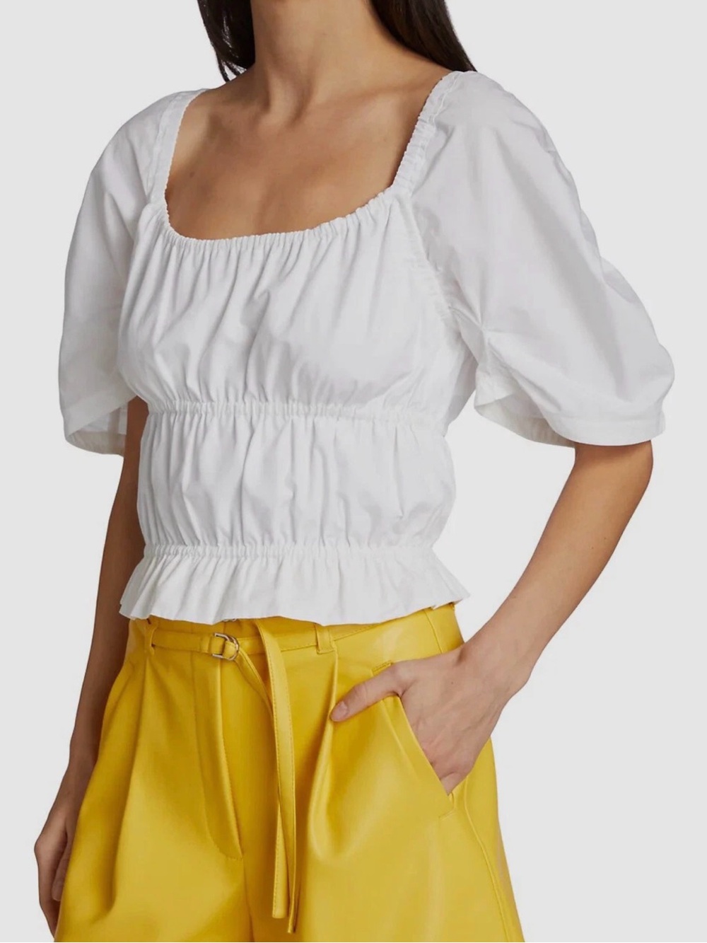 DEREK LAM 10 CROSBY Elora Puff Sleeve Smocked Top